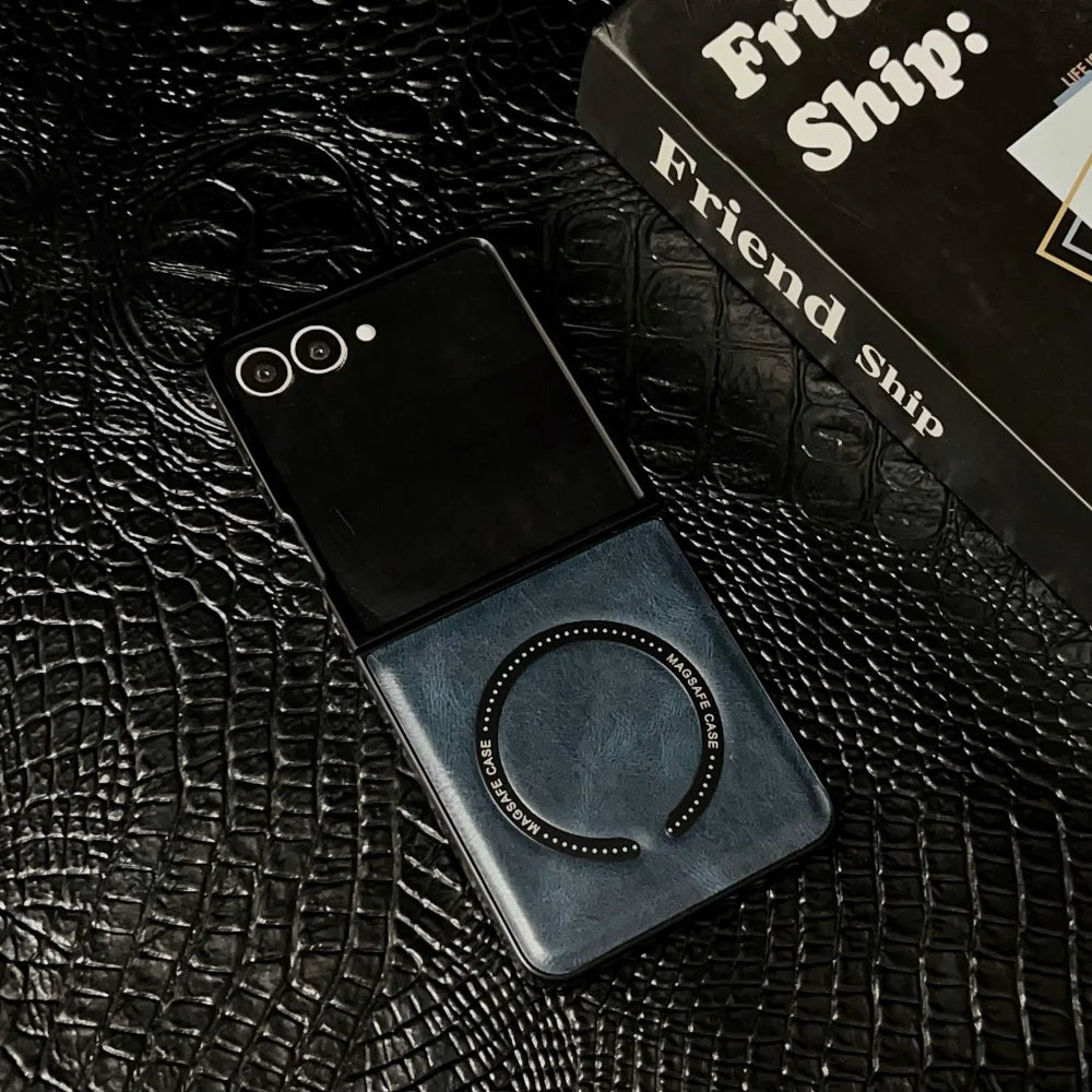 Matte magnetic wireless charging soft bumper flip phone case - product image