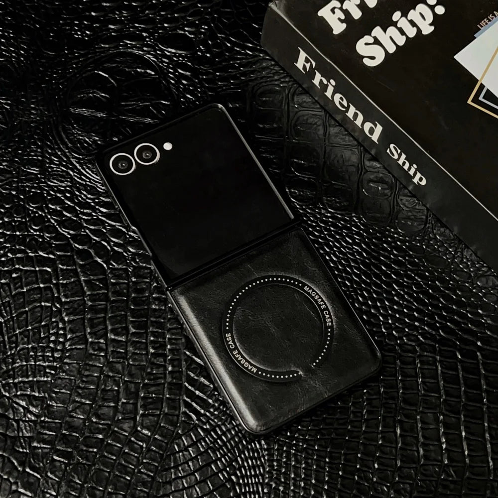 Matte magnetic wireless charging soft bumper flip phone case - product image