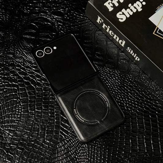 Matte magnetic wireless charging soft bumper flip phone case - product image