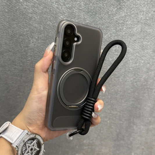 Matte ring magnetic stand holder wrist strap shockproof case - product image