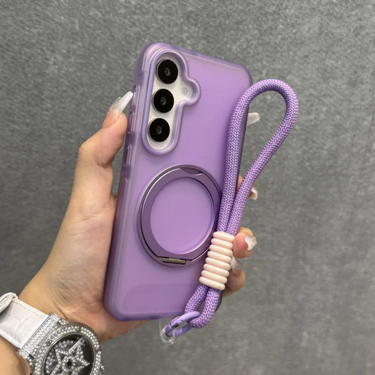 Matte ring magnetic stand holder wrist strap shockproof case - product image