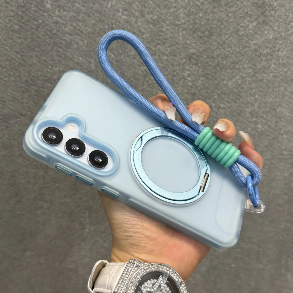 Matte ring magnetic stand holder wrist strap shockproof case - product image