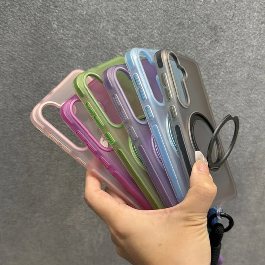 Matte ring magnetic stand holder wrist strap shockproof case - product image