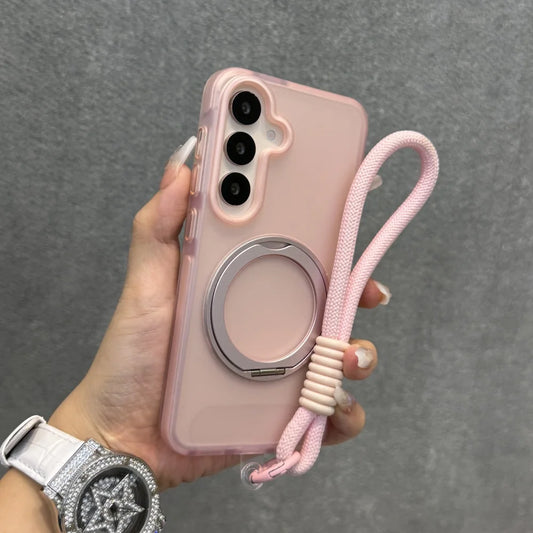 Matte ring magnetic stand holder wrist strap shockproof case - product image