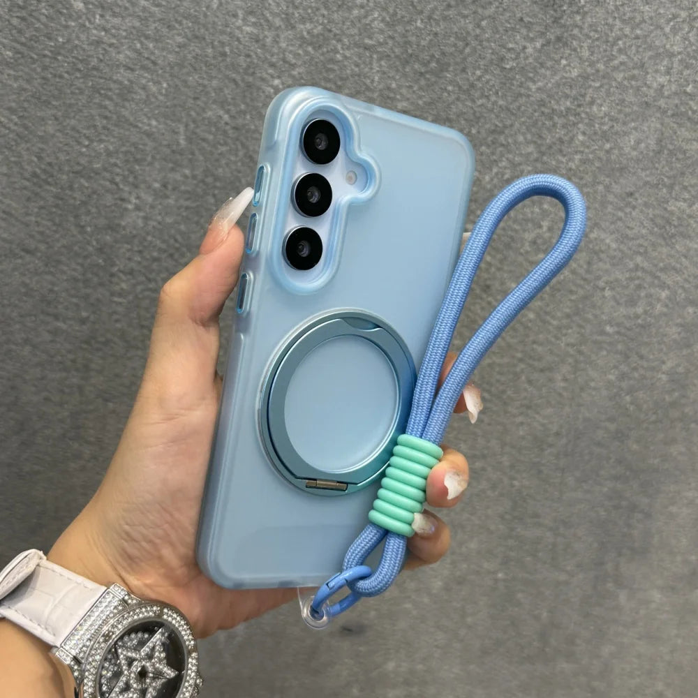 Matte ring magnetic stand holder wrist strap shockproof case - product image