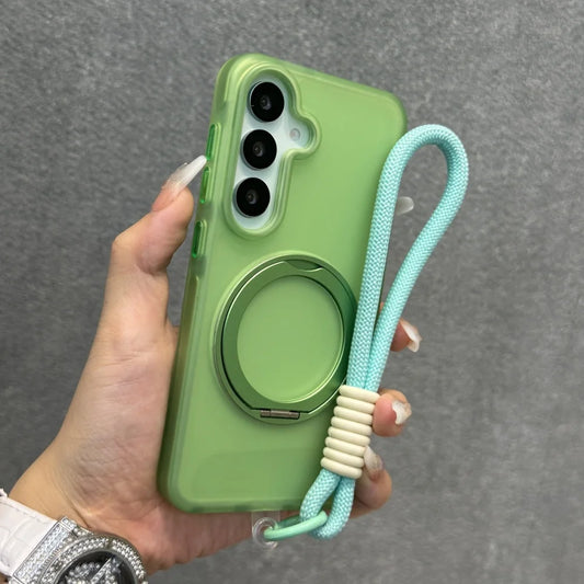Matte ring magnetic stand holder wrist strap shockproof case - product image