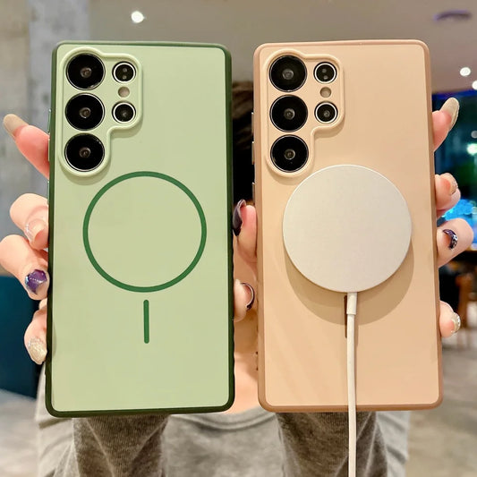 Matte silicone magnetic phone case shockproof samsung - product image