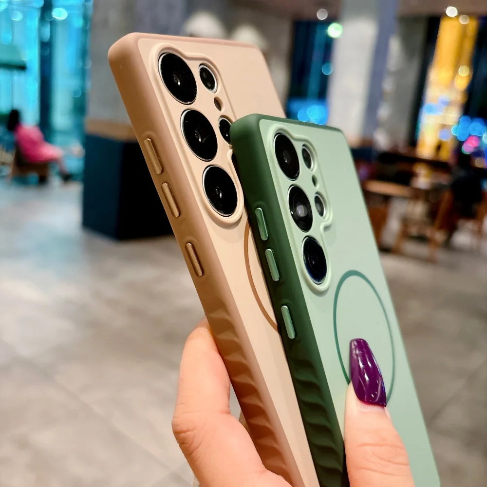 Matte silicone magnetic phone case shockproof samsung - product image