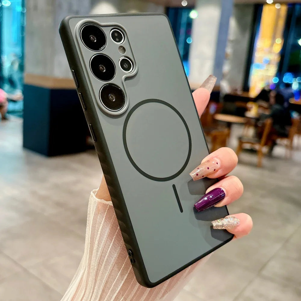 Matte silicone magnetic phone case shockproof samsung - product image