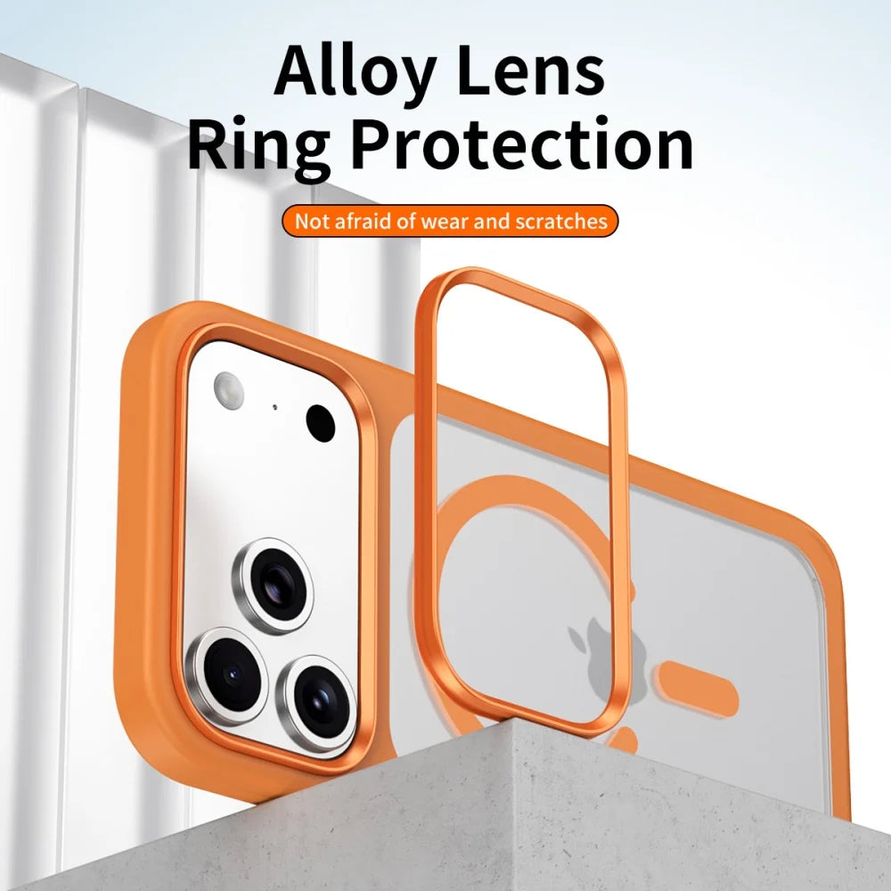 Matte translucent magnetic alloy lens ring protection case - product image