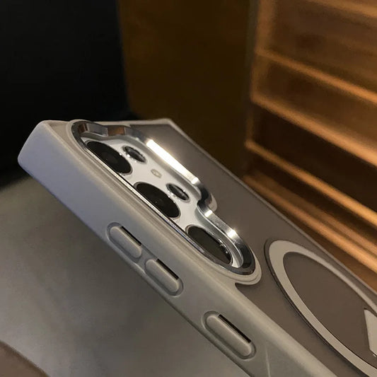 Matte translucent magnetic folding stand holder wireless charge case samsung - product image