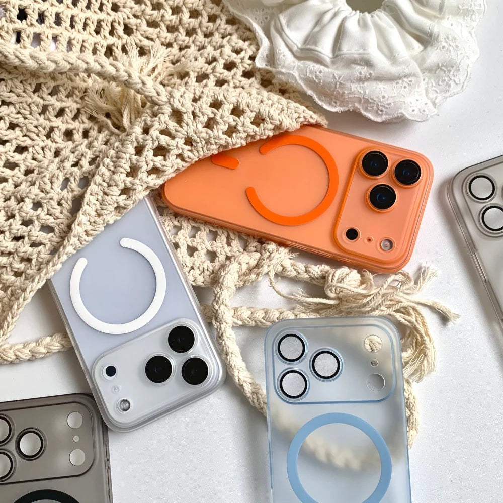 Matte transparent magnetic pc shockproof full lens case - product image