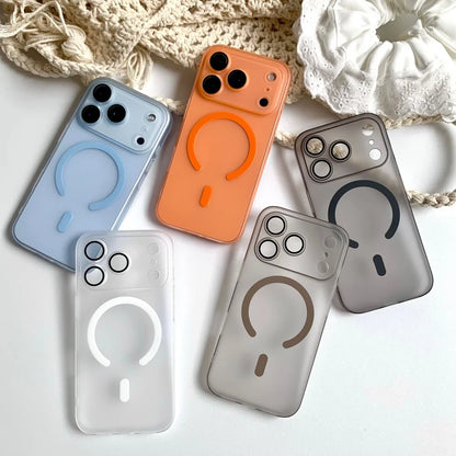 Matte transparent magnetic pc shockproof full lens case - product image