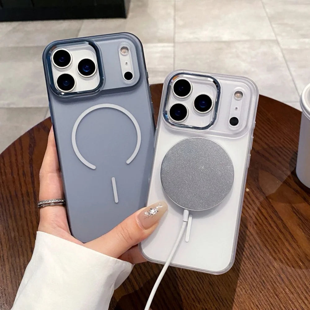 Matte transparent magnetic wireless charging case - product image
