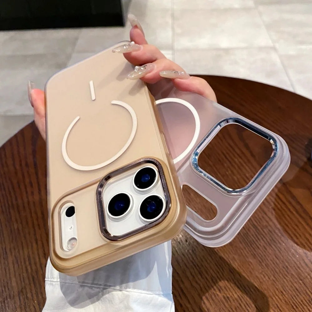 Matte transparent magnetic wireless charging case - product image