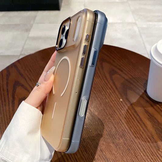 Matte transparent magnetic wireless charging case - product image