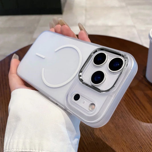 Matte transparent magnetic wireless charging case - product image