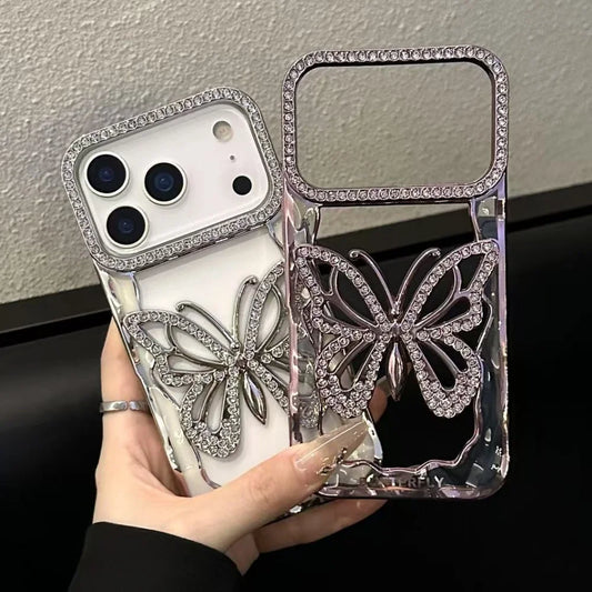 Plating butterfly glitter rhinestone shockproof case - product image