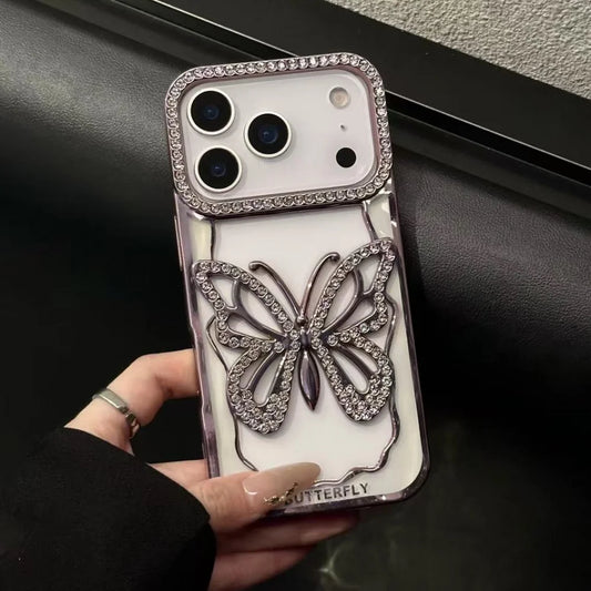 Plating butterfly glitter rhinestone shockproof case - product image
