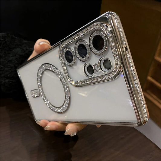 Plating diamonds magnetic shockproof camera protective case - product image