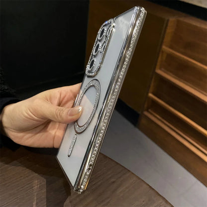 Plating diamonds magnetic shockproof camera protective case - product image