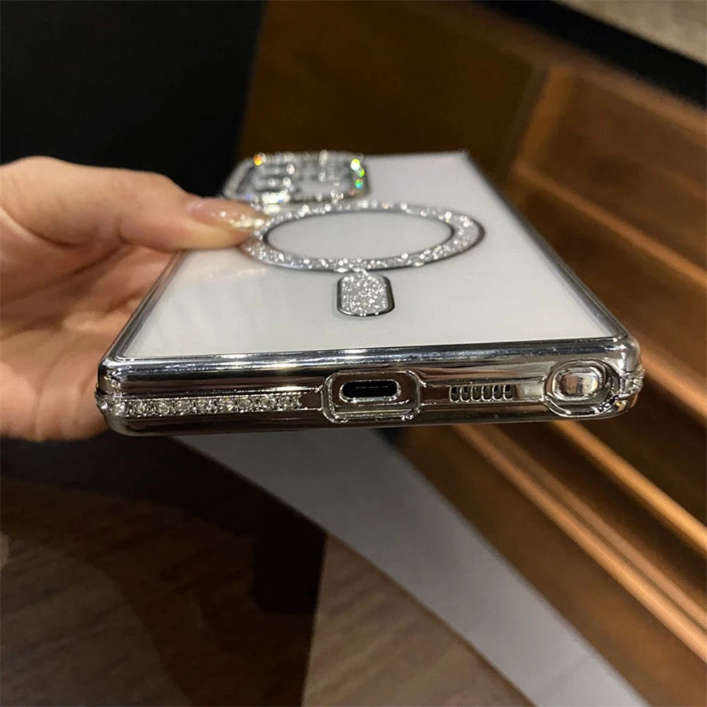 Plating diamonds magnetic shockproof camera protective case - product image