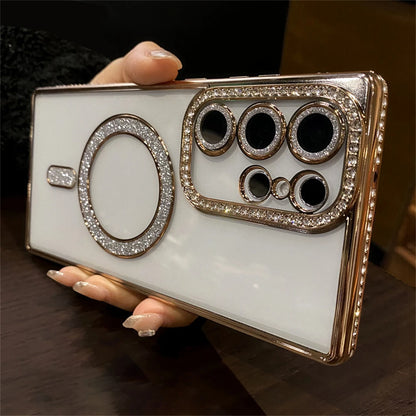 Plating diamonds magnetic shockproof camera protective case - product image
