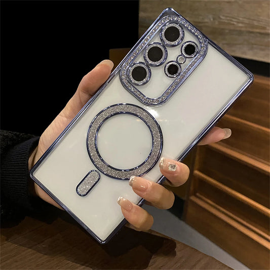 Plating diamonds magnetic shockproof camera protective case - product image