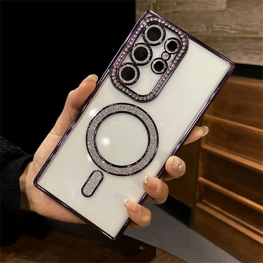 Plating diamonds magnetic shockproof camera protective case - product image