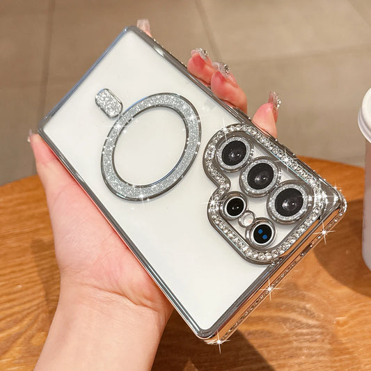 Plating diamonds magnetic transparent shockproof case samsung - product image