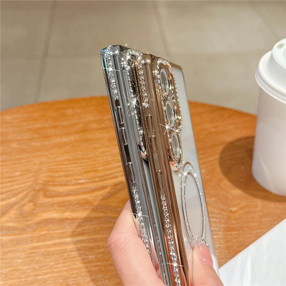 Plating diamonds magnetic transparent shockproof case samsung - product image