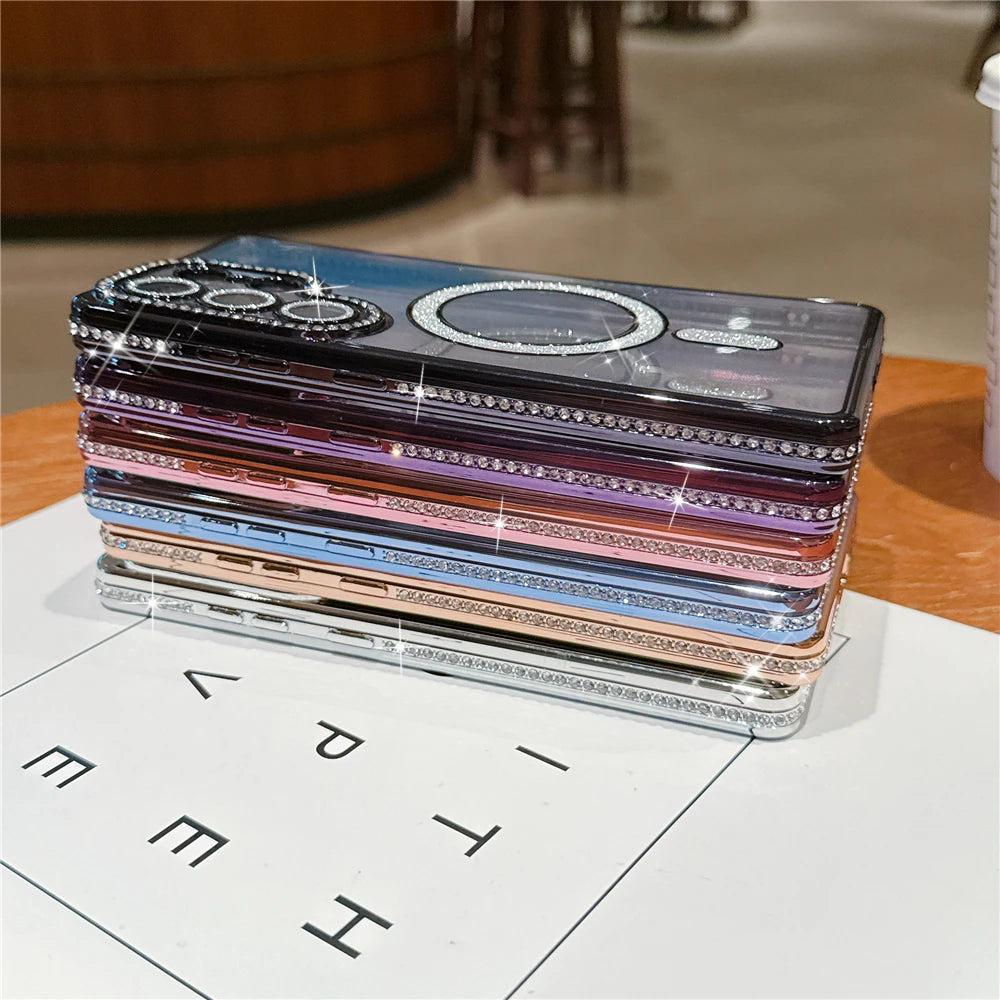 Plating diamonds magnetic transparent shockproof case samsung - product image