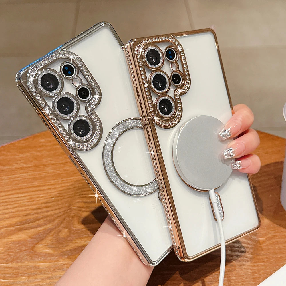 Plating diamonds magnetic transparent shockproof case samsung - product image