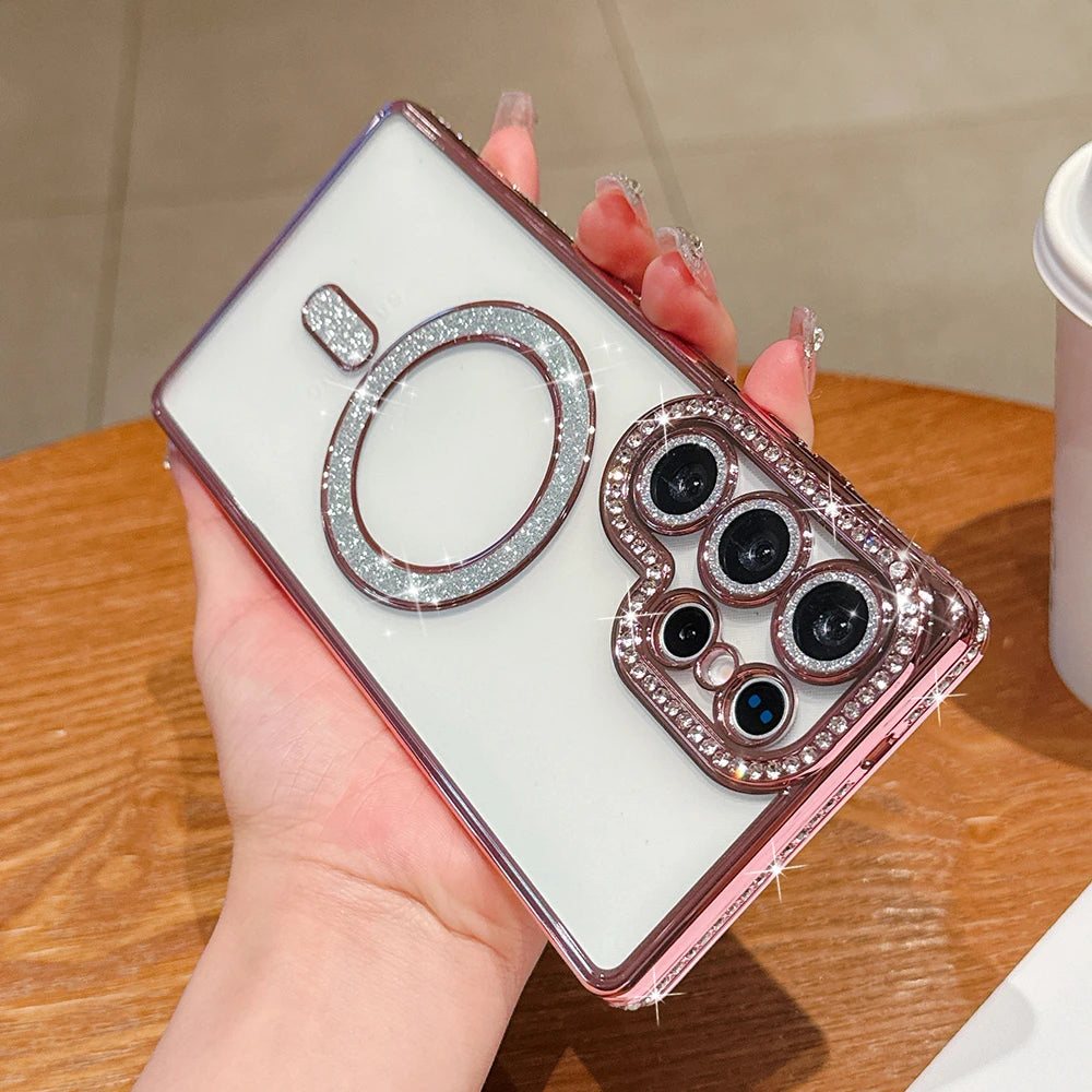 Plating diamonds magnetic transparent shockproof case samsung - product image