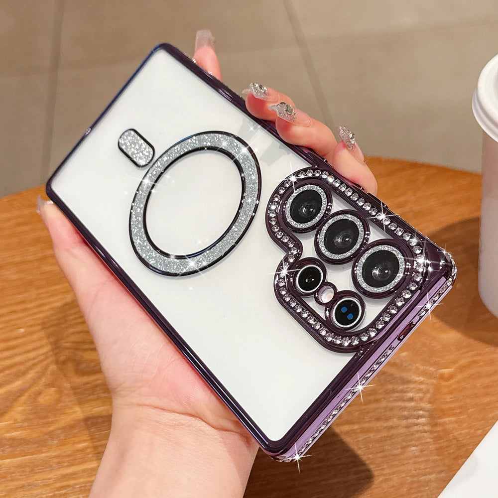 Plating diamonds magnetic transparent shockproof case samsung - product image