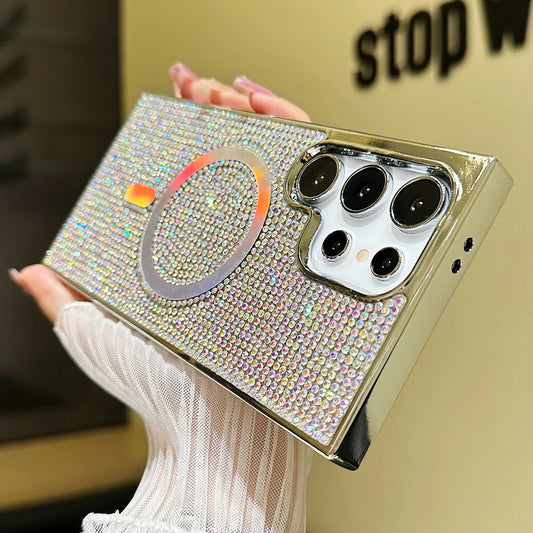 Plating diamonds magnetic wireless charging soft bumper case - product image