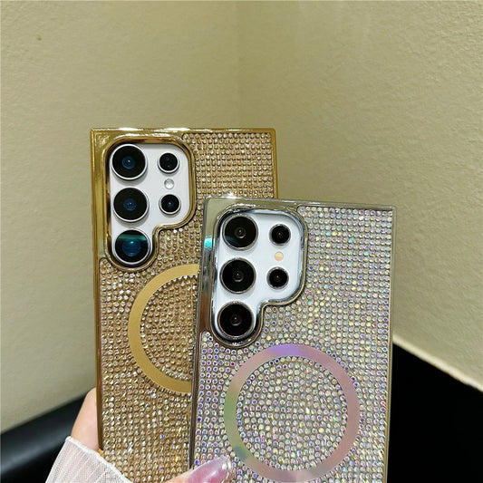 Plating diamonds magnetic wireless charging soft bumper case - product image