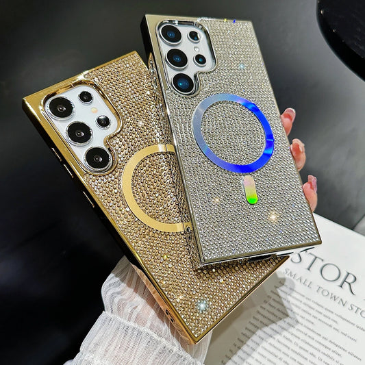 Plating diamonds magnetic wireless charging soft bumper case - product image