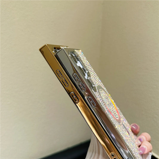 Plating diamonds magnetic wireless charging soft bumper case - product image