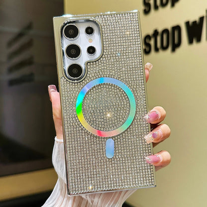 Plating diamonds magnetic wireless charging soft bumper case - product image