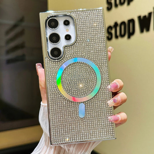 Plating diamonds magnetic wireless charging soft bumper case - product image
