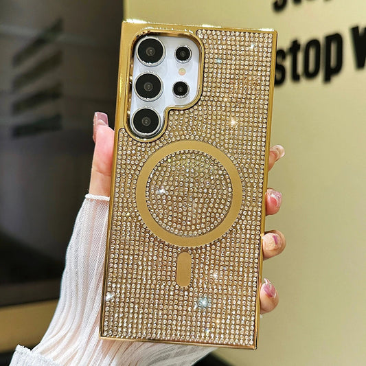 Plating diamonds magnetic wireless charging soft bumper case - product image