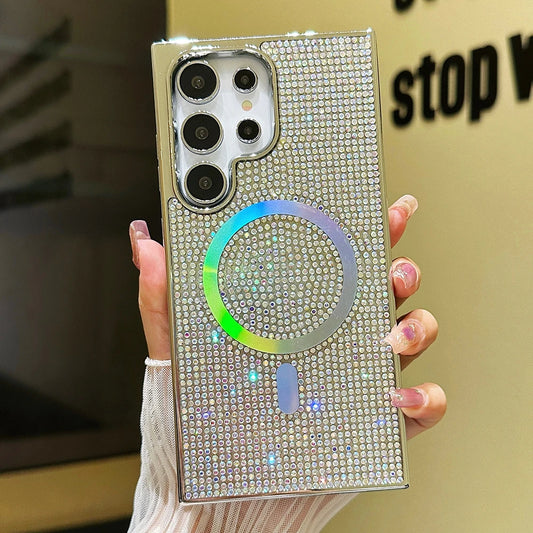 Plating diamonds magnetic wireless charging soft bumper case - product image