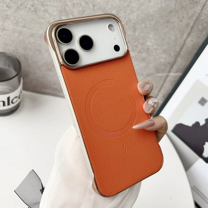 Plating frameless matte leather magnetic phone case iphone - product image