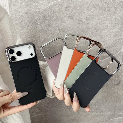 Plating frameless matte leather magnetic phone case iphone - product image