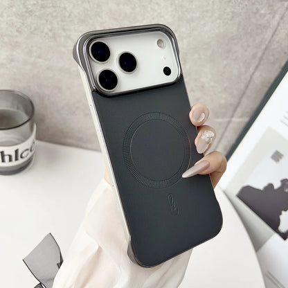 Plating frameless matte leather magnetic phone case iphone - product image