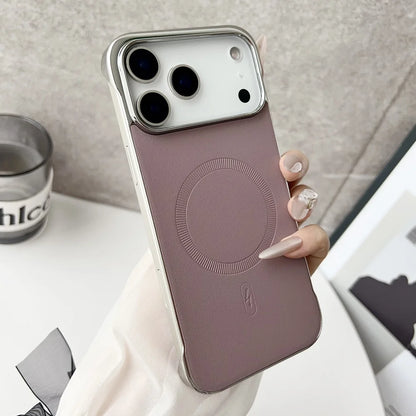 Plating frameless matte leather magnetic phone case iphone - product image