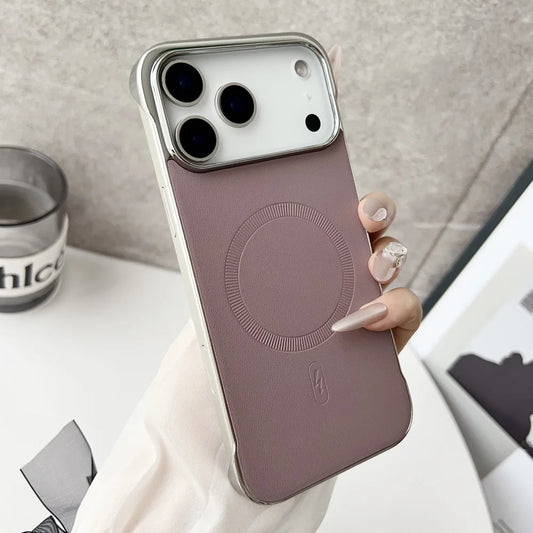 Plating frameless matte leather magnetic phone case iphone - product image