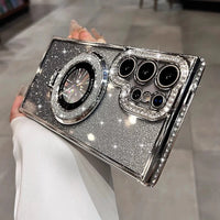 Plating Glitter Diamond Magnetic Bracket Soft Case Samsung