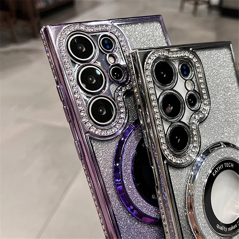 Plating glitter diamond magnetic bracket soft case samsung - product image